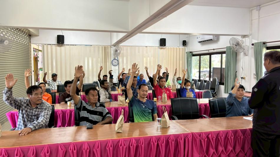 วันที่ 12 กุมภาพันธ์ 2569 ประชุมประชาคมก่อสร้างอาคารบังคับน้ำ ขอมติรื้อถอนฝายเดิม 